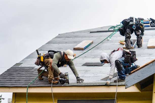 Professional Storm Damage Roof Repair technician working in Bible School Park, NY